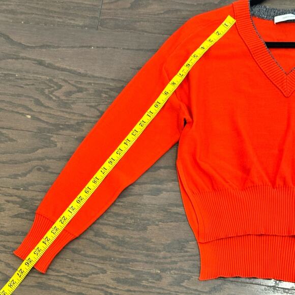 Cedric Charlier Red Wool Sweater - Asymmetrical Hem - V Neck Size 8 - Picture 6 of 10